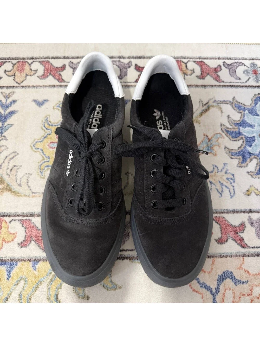 Adidas US 6 Black Skate Sneakers Red Sole White Trefoil Low Top Shoes
